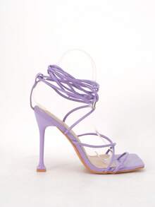 Elegant 4.2-Inch High Heel Sandals With Strappy Design And Lacquered Finish - LCPU - View 13