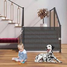 Rejilla retrctil para mascotas u2013 125 de  enrollable para perros y gatos Puerta retrctil para proteger a los bebs de mascotas, escaleras, hogar, pasillo, balcn - 58 cm - Ver 4