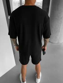 2025 Men's Casual Short Sleeve Knit T-Shirt, Summer - Black - View 2