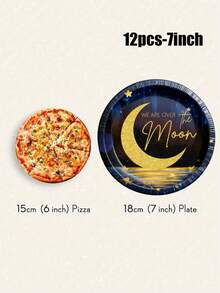 12/24/48 件套，一次性餐具，带灯光图案和开斋节主题的一次性纸托盘，7 英寸纸托盘，9 英寸纸托盘，食品托盘，派对托盘，材质，适用于穆斯林节日、晚餐、沐浴、礼拜、招待会、聚会等场合。 - 彩色 - 查看 4