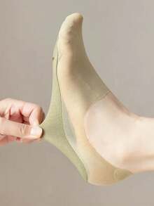 5 Pairs Women's Boat Socks High Quality Elastic Breathable Silicone Non-Slip Ultra-Thin Invisible Sock Mesh Ice Silk Low Sox - Multicolor - View 4