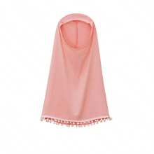 2 piezas Conjunto de vestido musulmán para niñas - Vestido de unicolor de manga larga + Pañuelo para la cabeza - Caqui - Ver 9