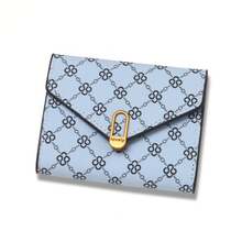 Cartera corta para mujeres con estampado, monedero conúltiples ranuras para tarjetas, tarjetero plegable - Marrón - Ver 3