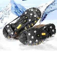 1 Pair Outdoor Anti-Slip Shoe Covers, 8-Teeth Stainless Steel Ice Cleats For Snow, Ice Traction Crampons For Winter Slip Prevention - Black - View 3