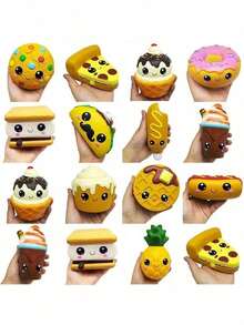 1PC Squishies Cake Snacks Slow Rising Squishes Toy For Kids Soft Cooky Sandwich Scented Stress Relief Realistic Food Cute Squeeze Squeeze Toy - Multicolor - View 1