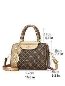 3pcs Set Women's Fashion Printed Handbag, Tote Bag, Pillow Bag - Gold - View 6