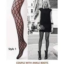 VERO MONTE Women Patterned Fishnet Tights Black Fishnets Net Stockings Pantyhose-092 - Estampado de tiras y diamantes, negro, 4 pares de 4 estilos - Ver 4