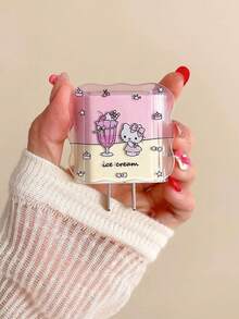 Sanrio 1pc Cute Cartoon KT Cat & Ice Cream Print Data Cable Protector Case, Compatible With IPhone 17/17 Pro Max, 16 Plus/15, Minimalist & Fashionable Charging Protection Cover (Charger Not Included) - Multicolor - View 4