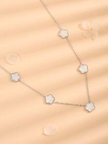 1pc Luxury Boutique Retro Heart-Shaped Y-Necklace For Women, New Fashionable Stainless Steel Everyday Clavicle Chain - Silver - View 16