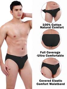 4 Pcs Wirarpa Men's Underwear Briefs Cotton Soft Waistband Underpants Comfortable Breathable Basic Underwear - Black/Dark Blue/Light Heather Gray/Dark Gray - View 2