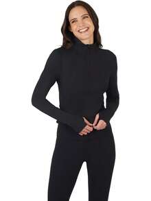 Yogalicious Womens Crosstrain Everyday Half Zip With Thumbholes - 鐵門 - 查看 7