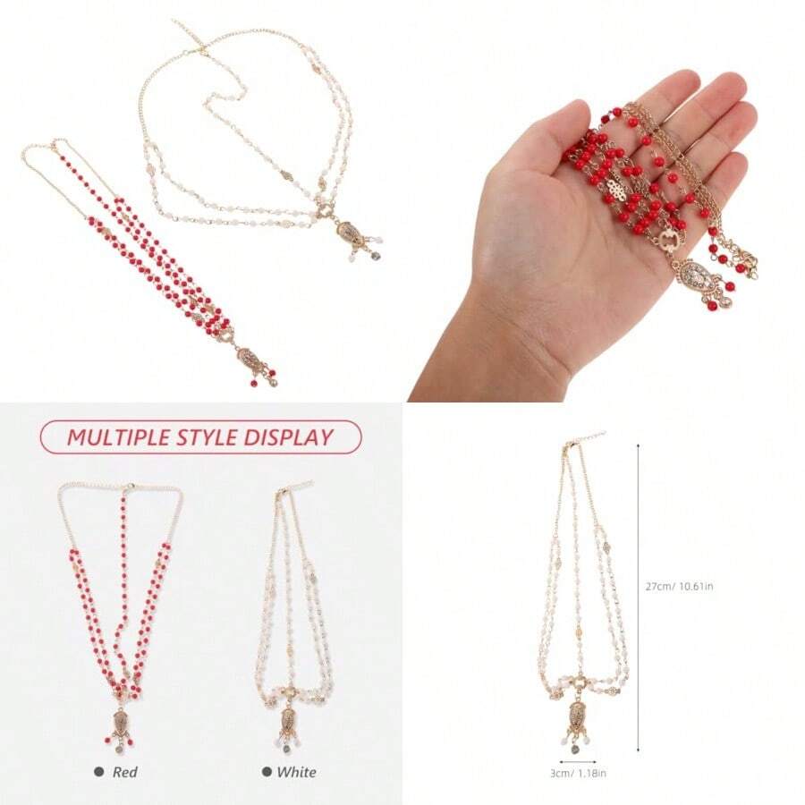PZW-2 piezas Boho Party Hair Accessories Vintage Bridal Head Chain With Pearls And Rhinestones Lightweight Comfortable Fit For Weddings Halloween Prom3928 - coloressurtidos - Ver 1