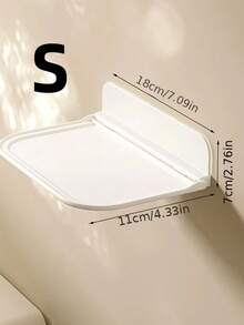 1個可摺疊的塑料浮動牆掛式貯物架,不需要鑽孔,適用於浴室,臥室,毛巾和衣物儲存