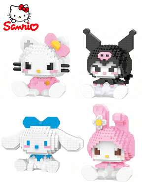  Sanrio Hello Kitty 382 delar/Curome 396 delar/My Melody 406 delar/Sanrio byggklossset kan förbättra koncentrationen, byggklossdekoration för rummet, födelsedagspresenter, festspel, pysselmaterialset, modellbyggdjur, karaktärer. Alla hjärtans dag-present, födelsedagspresent, perfekt present att ge bort, rolig present (färgkartong, slumpmässig förpackning)