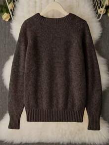 Suéter de punto de mujer de moda para el invierno, suave y holgado, nuevo diseño de otoño/invierno - Café integral - Ver 2
