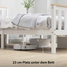 Single Bed Frame, Wooden Bed Frame, Storage Space Underneath, Natural Wood, White - White - View 4
