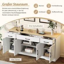 Modern White Sideboards, Multifunctional Functions In Wood, Wohnzimmer-Esszimmerschrank, White Sideboards With Decoration - 白色 - 查看 2