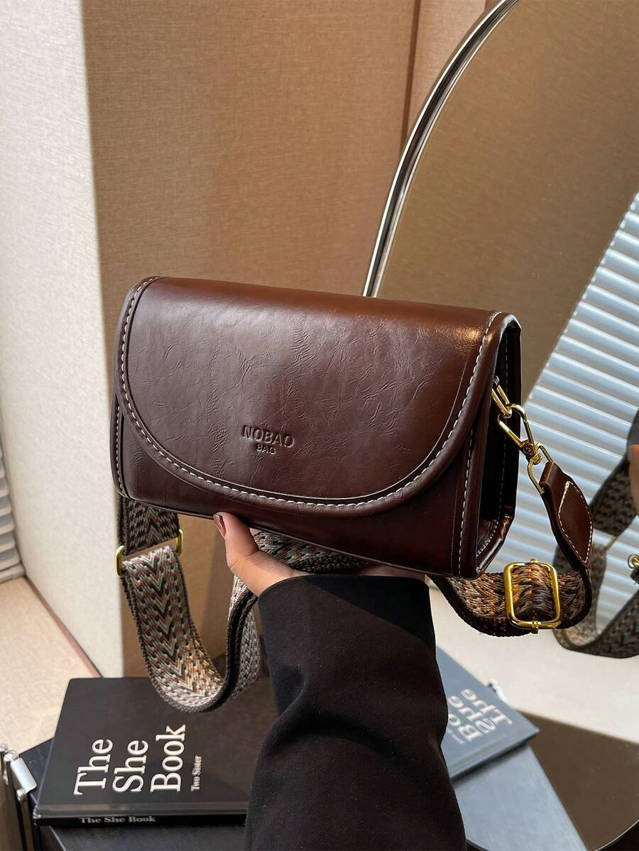 New Underarm Small Square Bag With Wide Strap, Fashionable Versatile Commuter Crossbody Bag - Coffee - View 1