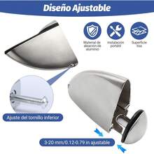 6 Soportes para Estantes Flotantes de Vidrio, Soporte Ajustable para Estante de Vidrio, Abrazaderas de Vidrio para Divisores de Mesa y Estantes de Repisa Baño - 1 - Ver 5