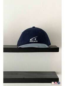 1顶软顶平沿复古男女通用可折叠帽檐撞色棒球帽，四季皆宜工装短帽檐字母刺绣按扣帽，复古滑板嬉皮风 - OSCAPS拼色棒球帽 - 查看 5