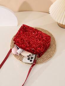 Fashionable Sequin Women's Small Square Shoulder Crossbody Bag