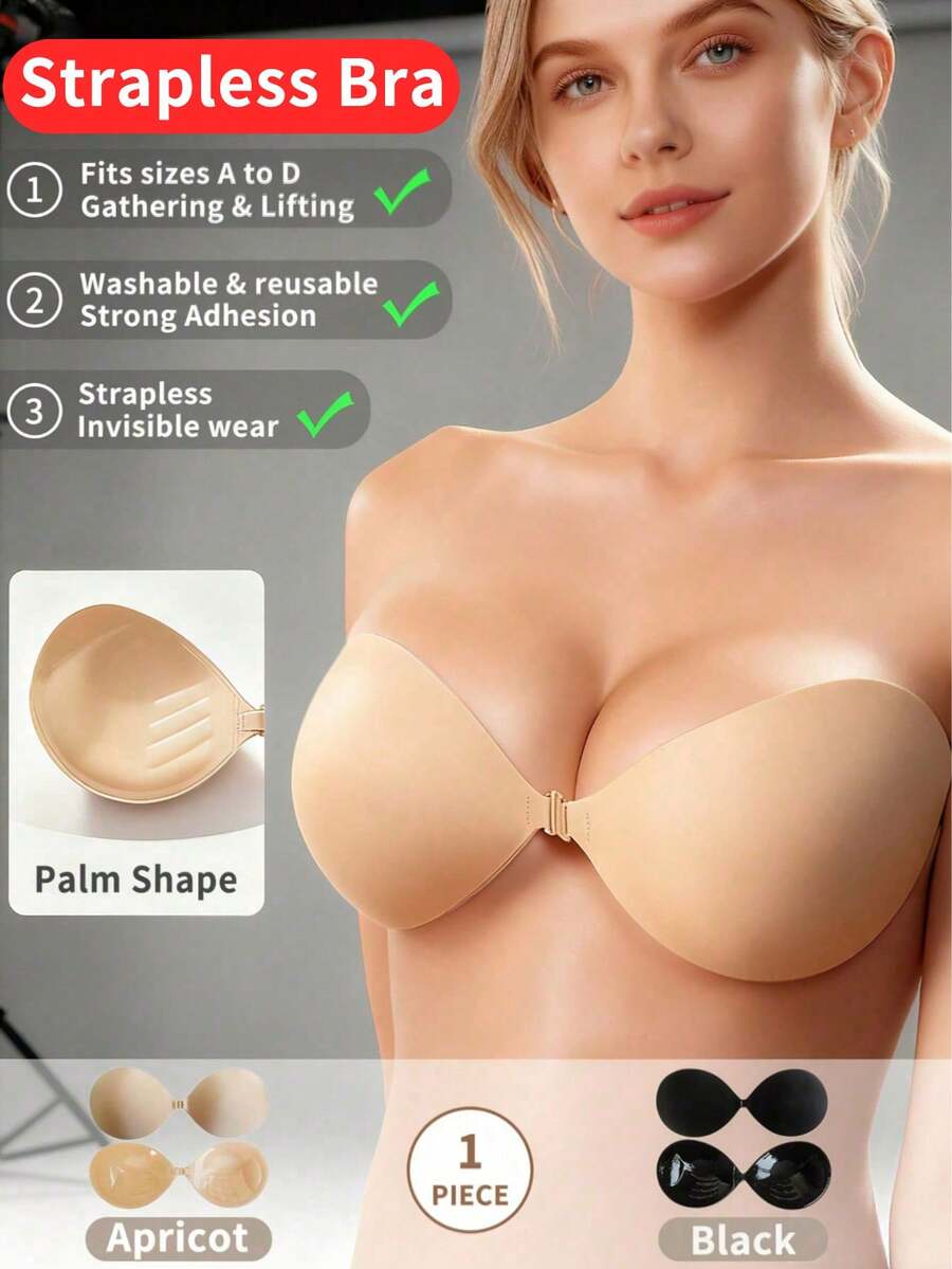 1 chiếc/10 chiếc áo ngực nâng ngực tự dính, áo ngực không dây không lưng, có đệm mút, miếng dán che đầu nhũ hoa chống thấm nước, thân thiện với da, có thể tái sử dụng cho phụ nữ, thích hợp cho váy cưới/váy hở lưng/váy dự tiệc, quà tặng ngày Valentine.