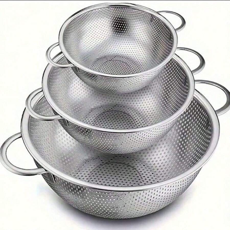 Stainless Steel Multifunctional Strainer Basket - Thickened Mesh Basket With Dual Handles, For Draining And Rinsing Fruits And Vegetables - Multicolor - View 1