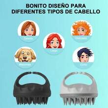 2 Combinaciones Silicona Masajeador Cuero Cabelludo,Doble Uso Seco Y Húmedo Cepillo Para Cabello, Limpieza Profunda Masajeador de Cuero Cabelludo,Cuidado Del Cuero Cabelludo (Rosa gris) - Negro Grisáceo - Ver 7