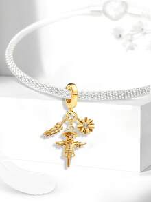 1颗925纯银南瓜汽车造型珠子，适合女士手链、手镯DIY饰品制作及日常穿搭配饰，是女孩的理想之选。