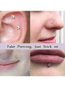 Fake Nose Stud Fake Nose Ring Stud Fake Nose Piercing Fake Lip Ring Fake Earrings Stud Silver Gold Fake Cartilage Helix Earring Clip On Earring Hoop Fake Eyebrow Ring Fake Bridge Piercing - Nhiều màu - Xem 7