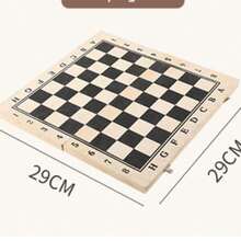 1个双面木制国际象棋棋盘，适合14岁及以上人群，家庭娱乐棋盘游戏，国际象棋，木制国际象棋棋盘，拼字游戏棋盘，情人节礼物 - 彩色 - 查看 6
