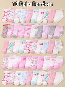 30/20/10/5/1 Pairs Baby Girls' Pink Series Casual Sheer Ankle Socks, Featuring Minimalist Striped, Daisy And Bow Designs, Suitable For Toddlers, All Seasons. Christmas/Thanksgiving Gift, Ankle Socks - Multicolor - View 18