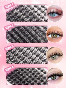422pcs/32rows Cartoon Style Eyelash Clusters, Anime Eyelash Extensions, Natural Looking Eyelash Clusters, Fairy Eyelash Clusters, Suitable For Beginners, Halloween, Christmas, Party - Lông mi  mắt mèo - Xem 8