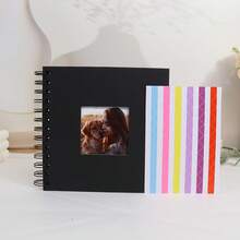 1pc Scrapbook Album, Kraft Paper Scrapbook Album, Suitable For Wedding Guest Book, Anniversary Album, Gift, Graduation Album, Family DIY Scrapbook, Craft Paper DIY, Christmas, Thanksgiving, New Year Gifts - Square Photo Album (black) - View 3