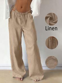 Women's Casual Comfortable Versatile Linen Loose Flowy Wide Leg Pants