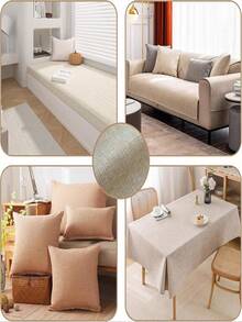 1块亚麻色仿麻编织面料，预裁切，可用于制作靠垫、枕头、咖啡桌布、服装DIY - 亞麻色 - 查看 6