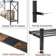 Mesa consola estrecha de 41,8 pulgadas de largo, mesa para recibidor, mesa para sofá, ideal para pasillos y salones. Estante de almacenamiento multifuncional de estilo vintage, estructura de metal y madera, mesa estrecha moderna para pasillo, adecuada para salón, dormitorio, pasillo, estanterías sólidas y decoraciones navideñas.Consola Estrecha de Madera Reciclada 77cm Mesa Pequeña para Entrada, Mesa Delgada para Sofá en Pasillo o Sala Negra - Negro - Ver 4