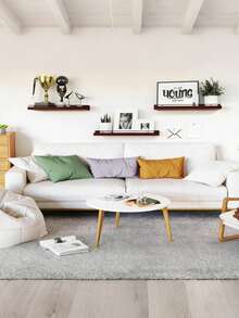 3PCS Estante de pared para baño, cocina, sala de estar, estante divisorio flotante con diseño modular, fuerte capacidad de carga para decoración de libros, versátil para la organización y exhibición del hogar - Café integral - Ver 5