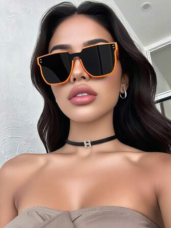 Retro quadratischer großer Rahmen Modebrillen für Männer und Frauen, klassische Kunststoff Outdoor Reise Strand Urlaub Lässig Dekoration für den täglichen Gebrauch, Sommer UV-Schutz