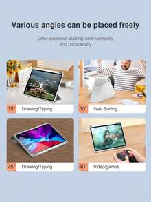 Foldable Silicone PMMA Tablet Protective Case, PU Leather Flip Cover Accessory, Compatible With IPad (A16) 11th/10th Gen 2025, Air 11"/13", M3 2025, M2 2024, Mini 6/7 (A17 Pro) 2024, Pro 11"/12.9" (2018/2020/2021/2022), 7th/8th/9th Gen 10.2", Air 4th/5th 10.9", Gray - Grey - View 8