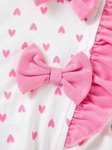 Bộ áo liền quần cho chó cưng mùa xuân/hè mới, trang trí nơ hình trái tim phối màu tương phản, viền bèo nhún co giãn, thích hợp cho hoạt động ngoài trời, chụp ảnh và mặc hàng ngày. - Hồng - Xem 8