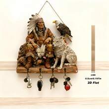 Llavero decorativo de pared, diseño indígena plano 2D, de madera, para entrada y pasillo. - Multicolor - Ver 4