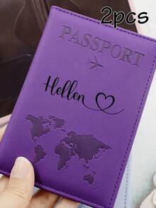 1件/2件客製化旅行護照套，可刻名字，個性化皮革護照套，適合女性的旅行必需品 - 彩色 - 查看 9
