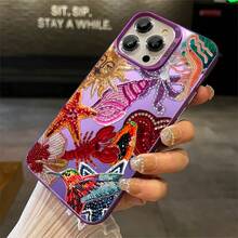 1 elegante funda para teléfono, no incluye cordón ni soporte. Funda para teléfono con diseño de criaturas marinas y sol con cuentas coloridas, compatible con Phone 11 12 13 14 15 16 17 Pro X 7plus 8plus Xs XS. De silicona, a prueba de golpes, vintage, divertida, impresionante, linda. Se puede regalar a amigos o a un ser querido. - Morado - Ver 4