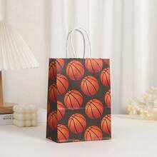 5/12/24 Stücke Basketball Kraftpapier Taschen, Einzelhandelstaschen mit Basketball Muster, Henkel Kraftpapier Einkaufstaschen, geeignet für Geburtstagsdekoration, Partyverpackung, Herrengeschenke, Partyfavors, Club Einkaufstaschen, geeignet für Schulanfangszeit, Sommercamp, Schulöffnungszeit, Sportveranstaltungen - Verschiedenfarbig - Übersicht 4