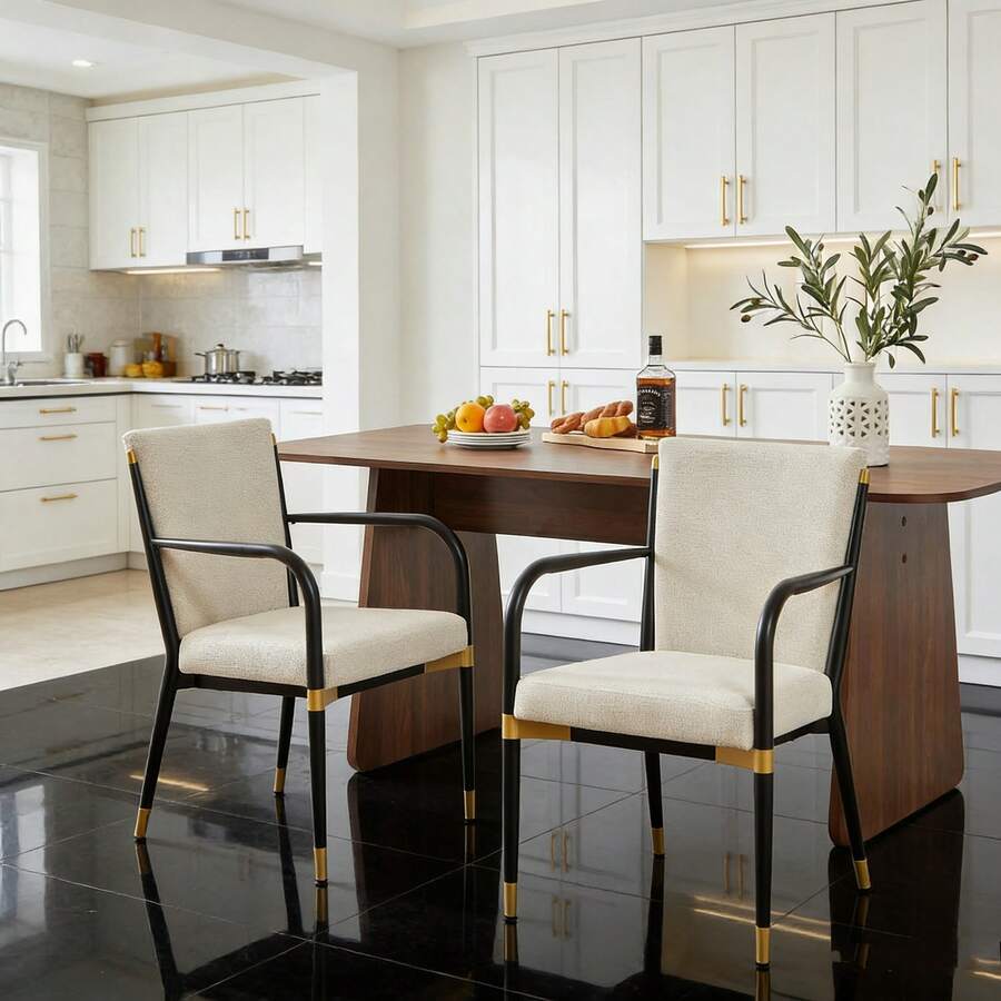 Dining Chairs - Beige + Fabric-4 - View 1