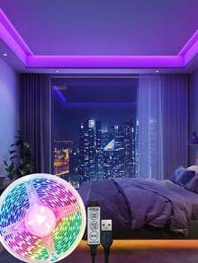 1卷RGB柔性LED灯带，USB供电，3键控制，多色可调氛围灯 - 彩色 - 查看 5