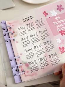 2026年A5/A6透明磨砂PP活页计划本 - 月度及周计划布局，英文版，适用于A5/A6尺寸，耐用塑料可替换内页，适用于学校、办公室、家庭收纳整理 - 易于插入和取出，全年视图，日常使用，包含2026年日历和分隔页，磨砂封面易于阅读，适用于A5/A6活页夹 - 彩色 - 查看 3