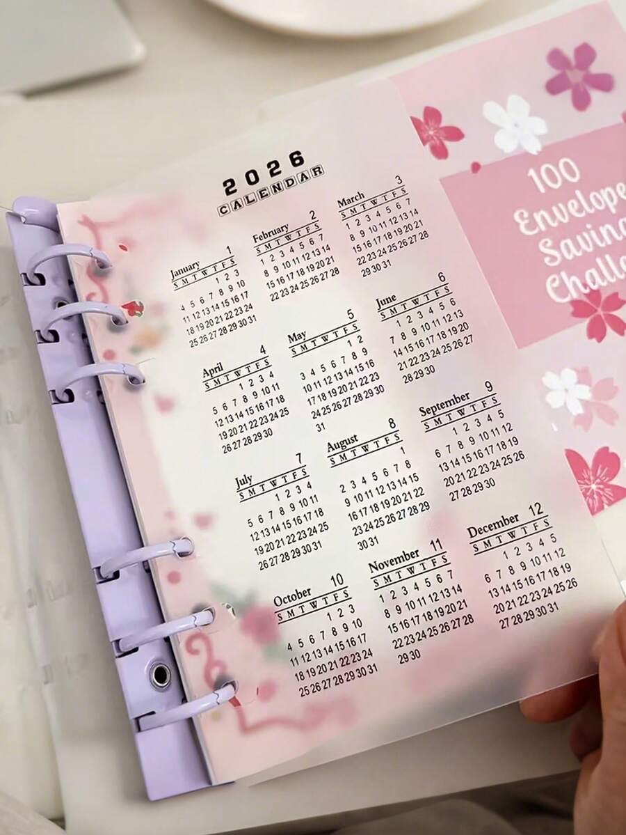 2026 A5/A6 Transparent Frosted PP Loose Leaf Planner - Monthly & Weekly Layout, English Text, Suitable For A5/A6 Size, Durable Plastic Replaceable Inserts, Applicable For School, Office, Home Organization - Easy To Insert And Remove, Annual View, Daily Use, Includes 2026 Calendar And Divider Pages, Frosted Cover Easy To Read, Fits A5/A6 Binders - Multicolor - View 1