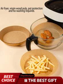 10/50/100pcs Disposable Air Fryer Liners (6.3 Inches), Paper Air Fryer Basket Liners, Paper Baking Cups, Baking Trays, Oven Accessories, Baking Tools, Kitchen Gadgets, Kitchen Supplies - Multicolor - View 4